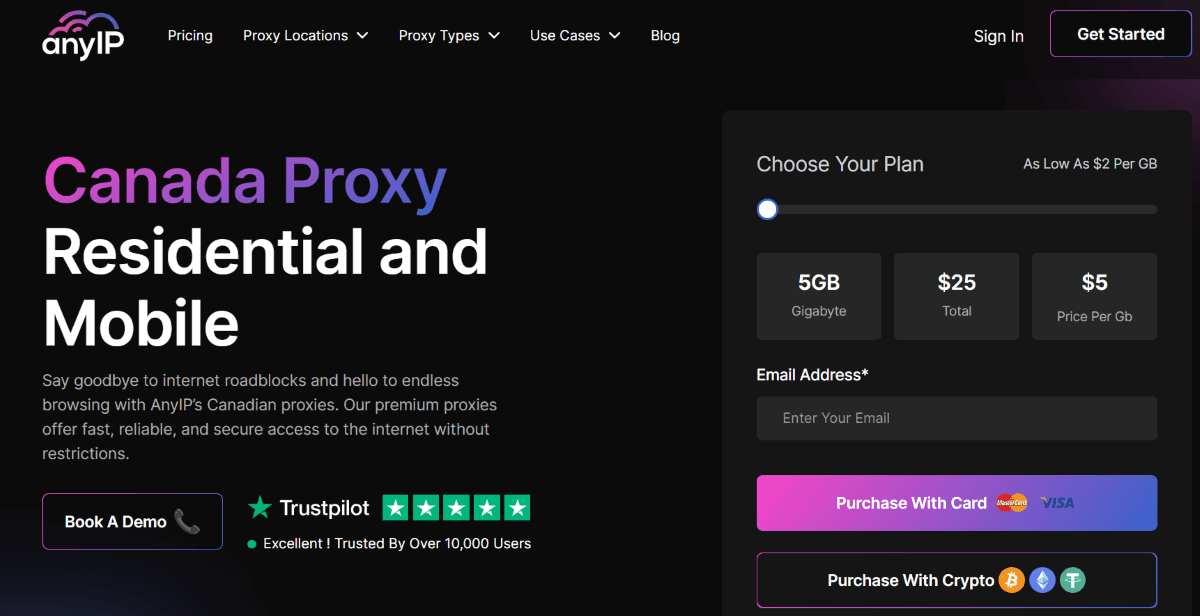Canada proxy list from AnyIP