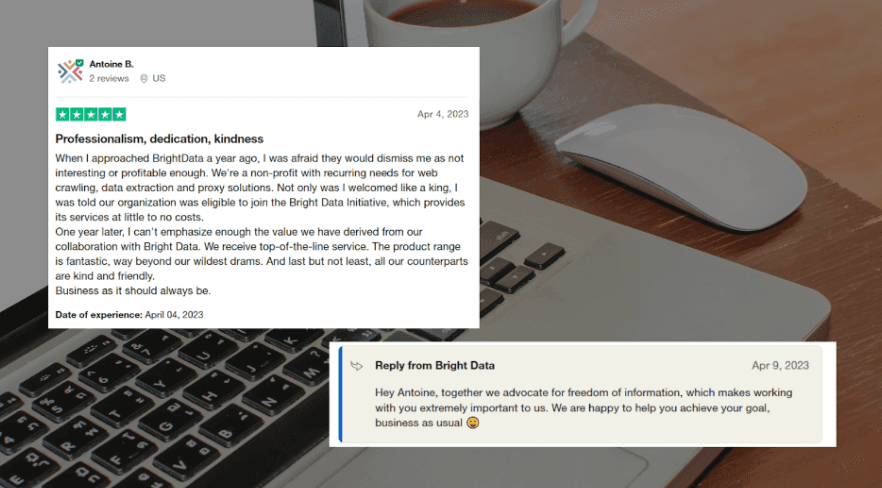 A verified user wrote a review, and the company responded