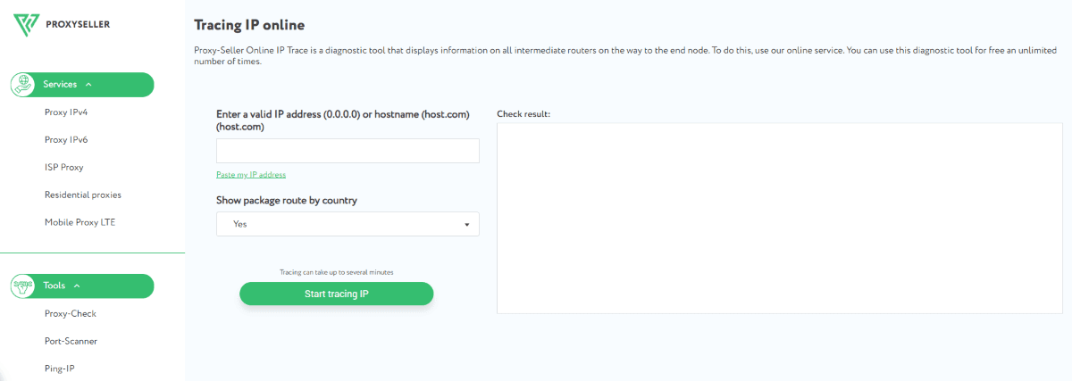 Онлайн трассировка IP от Proxy-Seller