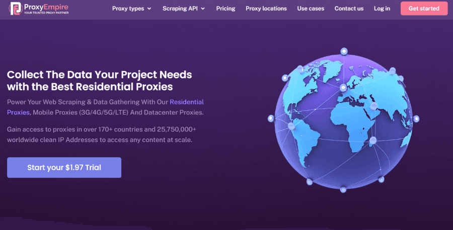 Главная страница ProxyEmpire