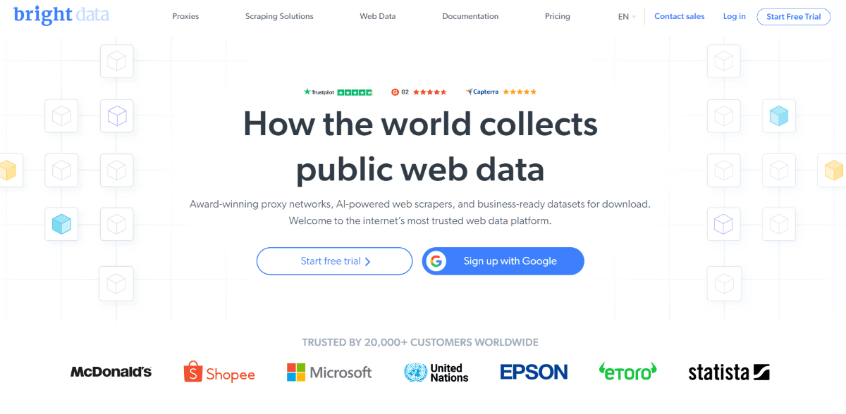 Скриншот главной страницы Bright Data