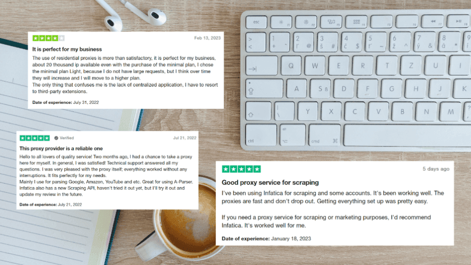 Separate Trustpilot reviews on Infatica