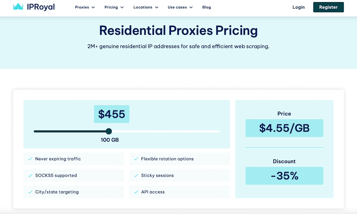 IPRoyal pricing page