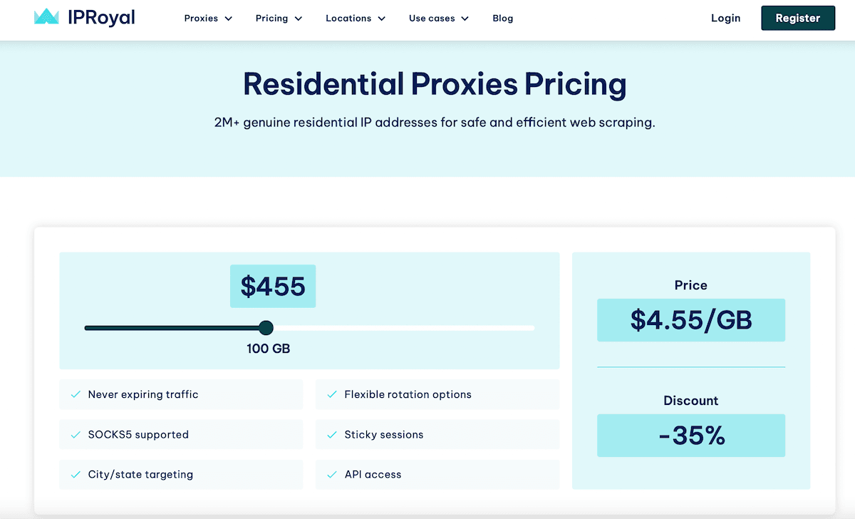 IPRoyal price and discounts you get for the order volume