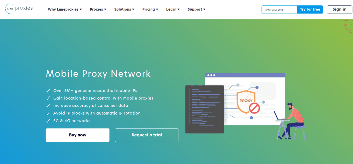 LimeProxies mobile services page