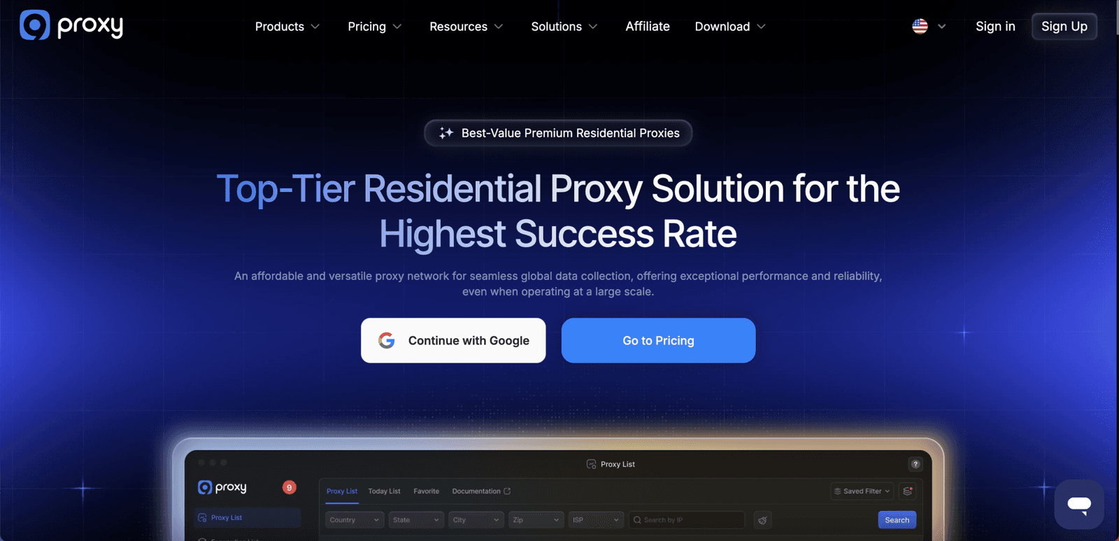 9Proxy main webpage