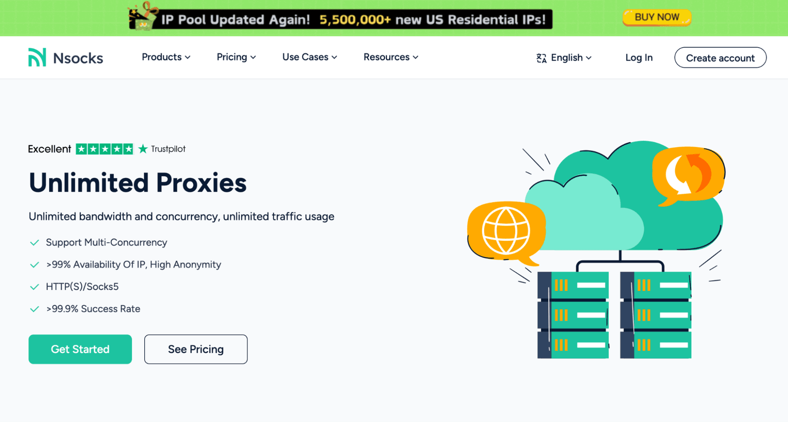 Nsocks.com webpage
