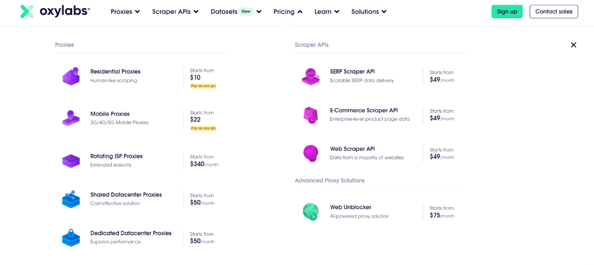Oxylabs’ pricing packages
