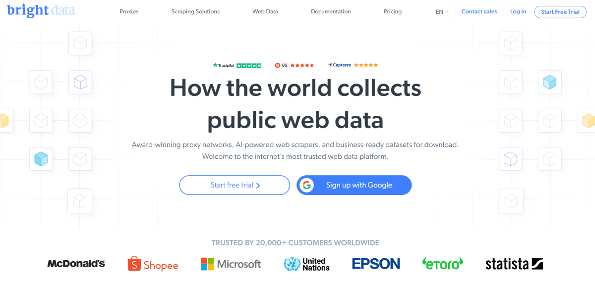 Главная страница Bright Data