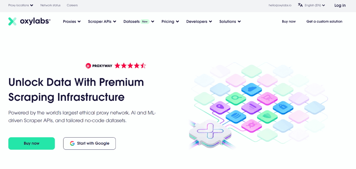 Главная страница Oxylabs