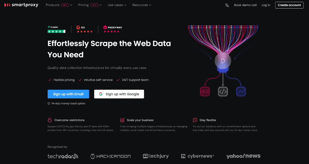 Main page of Smartproxy