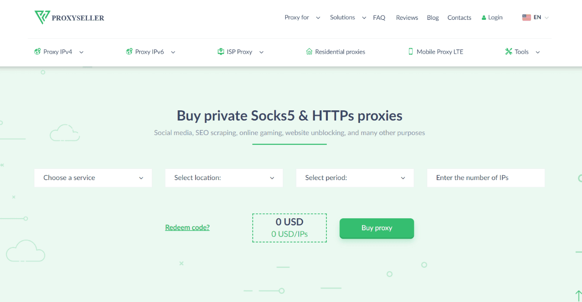 Proxy-Seller homepage