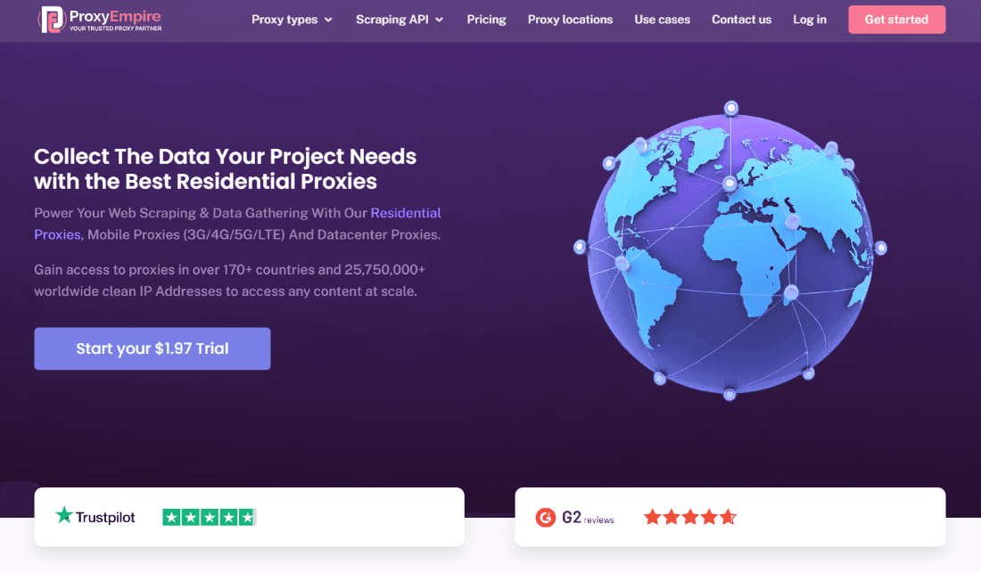 ProxyEmpire main page