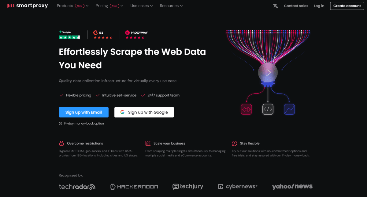 Smartproxy’s homepage