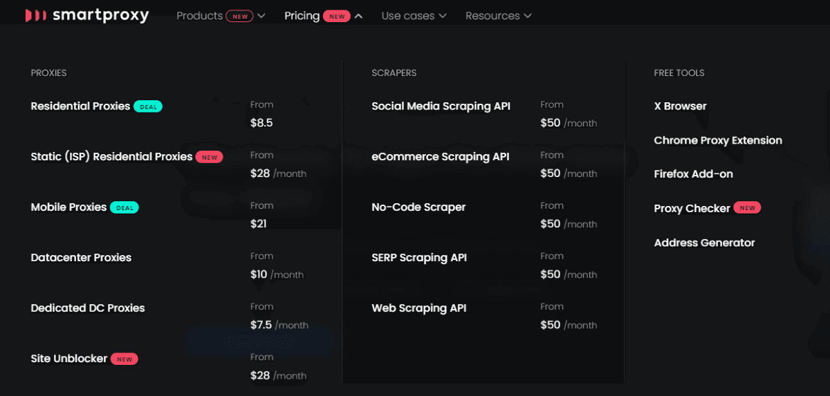 Цены на Smartproxy