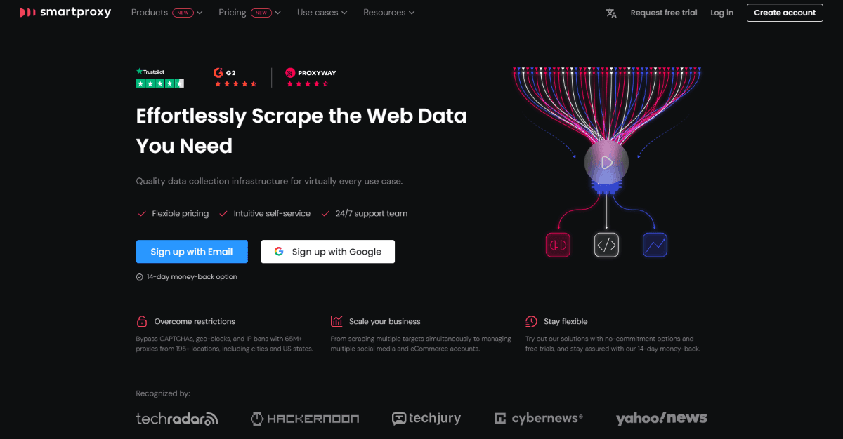 Главная страница платформы Smarproxy