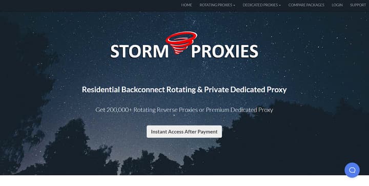 Stormproxies main page