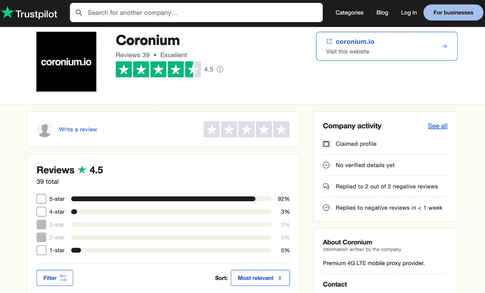 coronium-trustpilot-profile