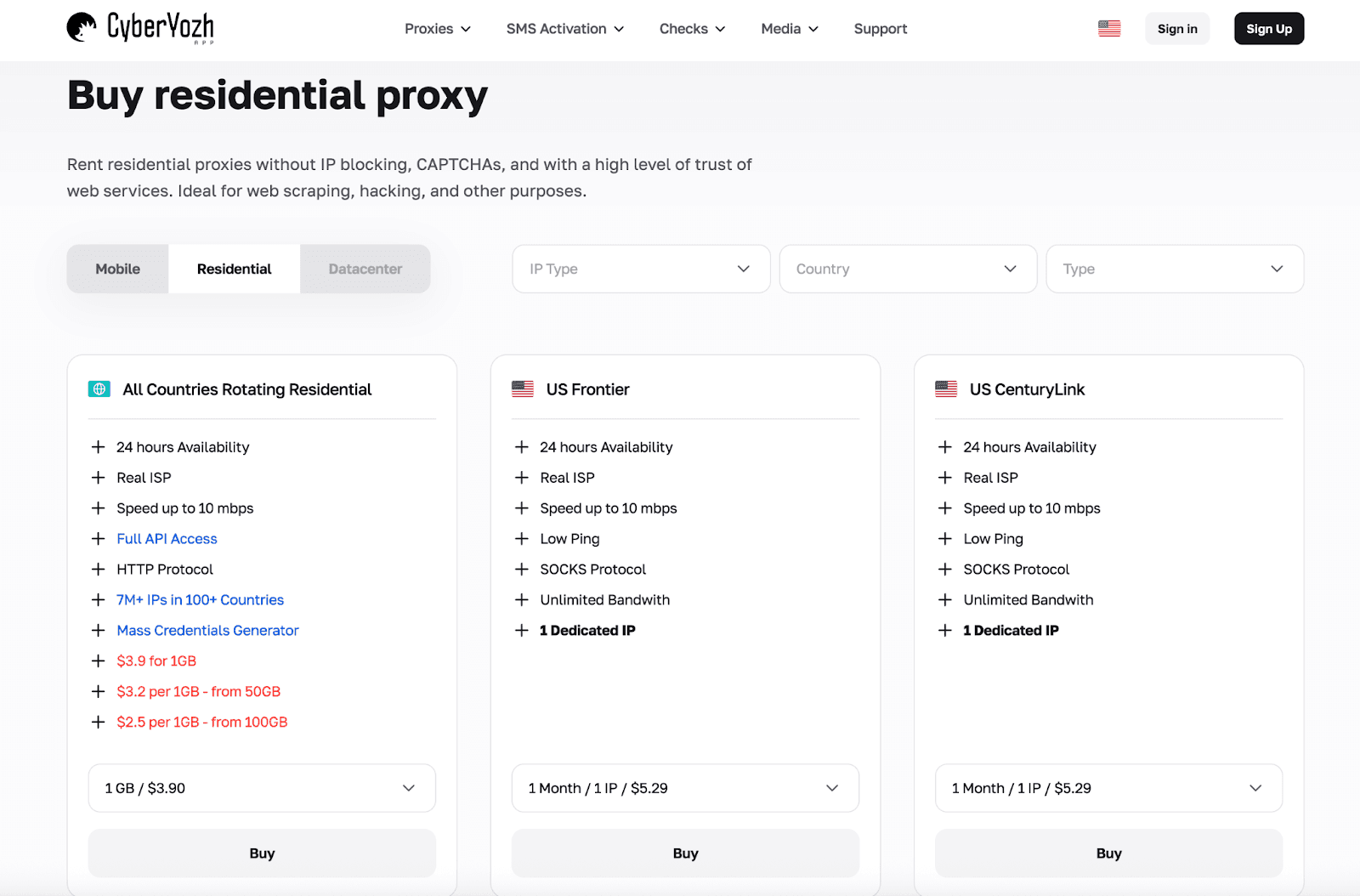 cyberyozh-proxy-price