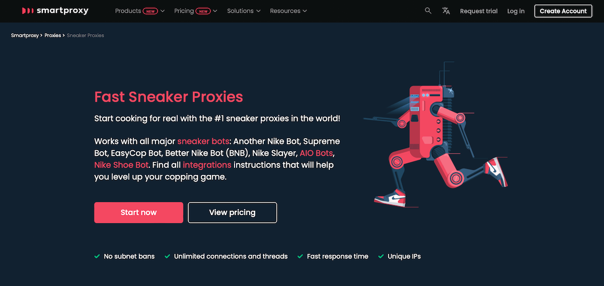 Smartproxy main page