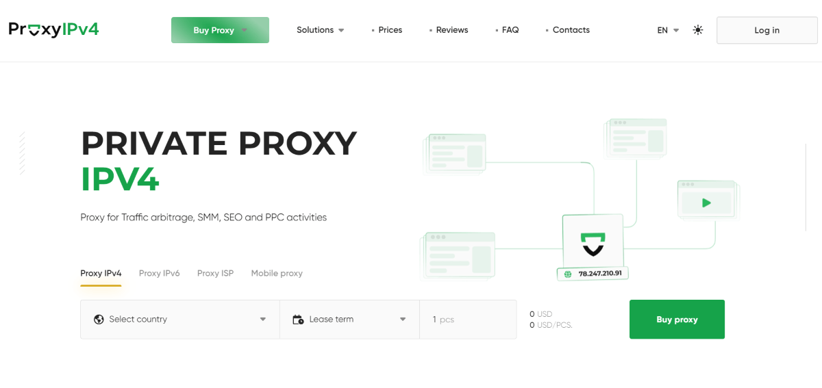 Веб-страница Proxy-IPV4