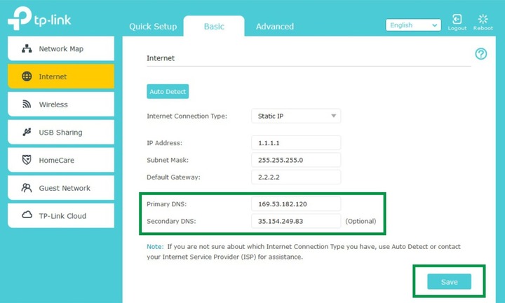 TP-Link DNS Set Up