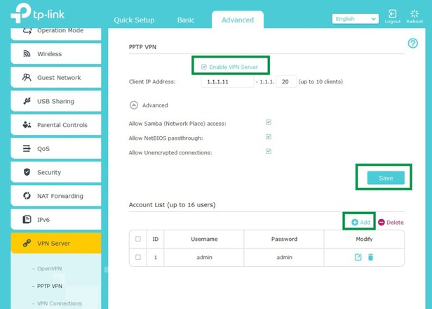 TP-Link PPTP Set Up