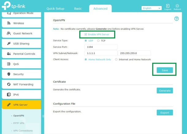 TP-Link OpenVPN Set Up