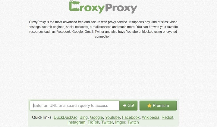 CroxyProxy main page