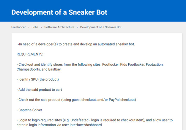 Code a Sneaker Bot Task