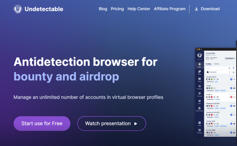 Undetectable homepage