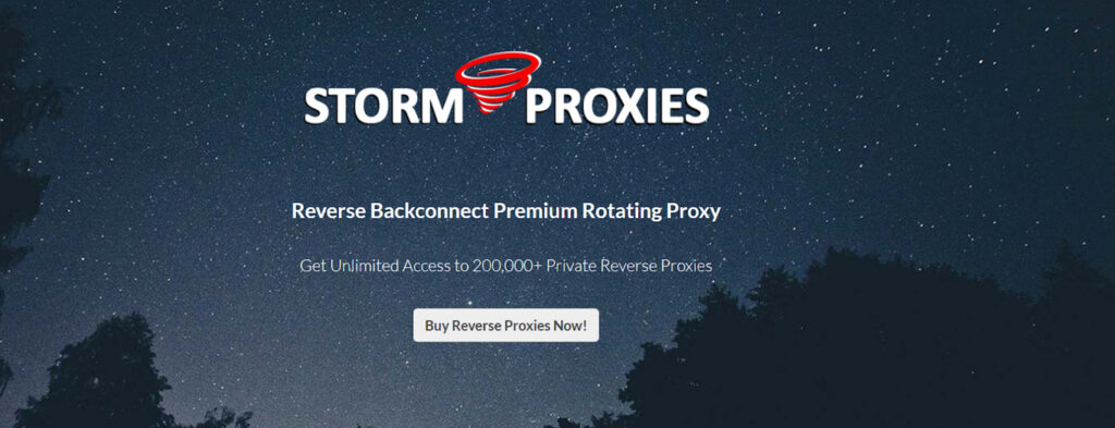 StormProxies main page