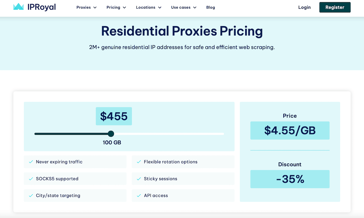 IPRoyal pricing page