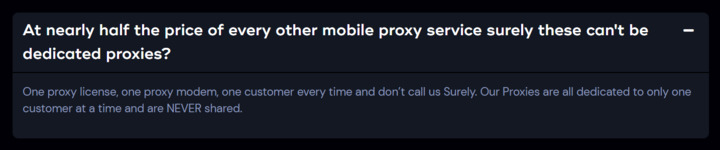 Explanation of dedicated proxies at MobileHop