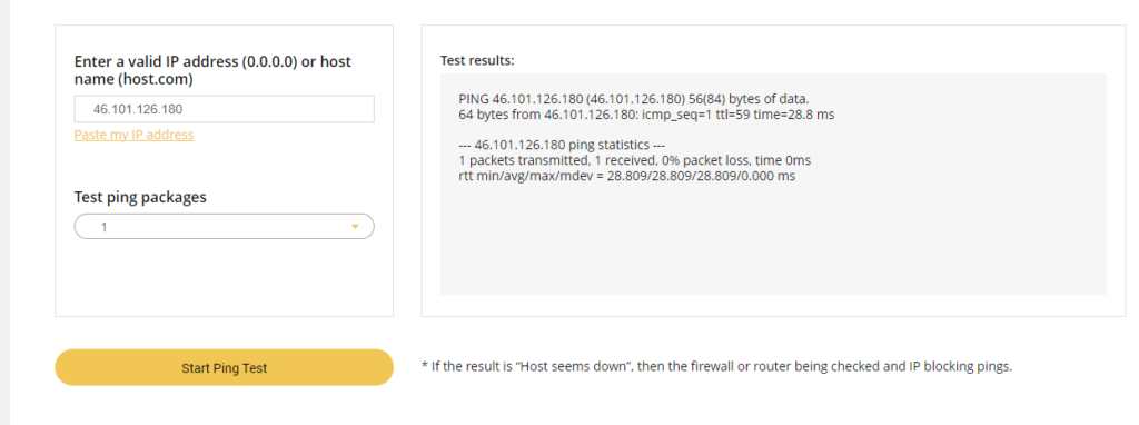 Ping test page