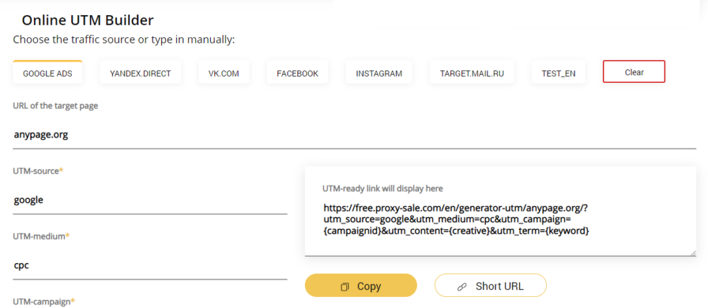 Online UTM Builder_UTM creation