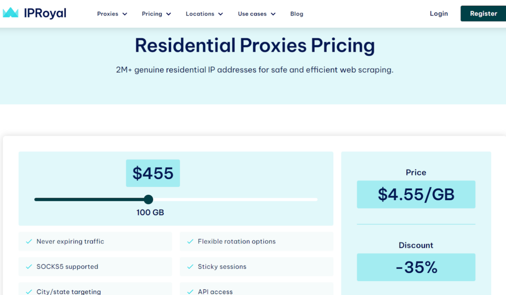 Residential IPs pricing at IPRoyal