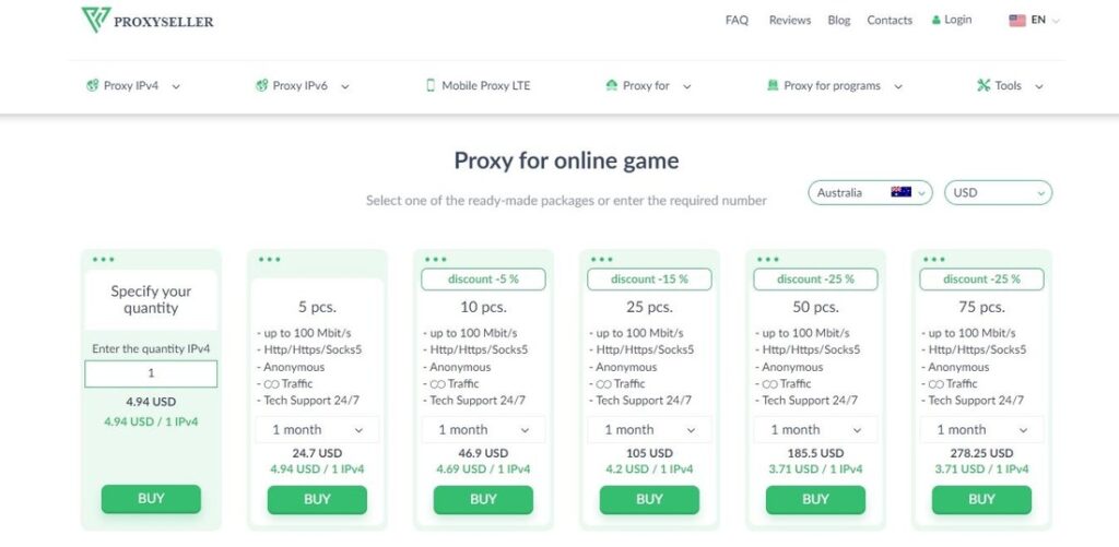 Proxy Seller screen