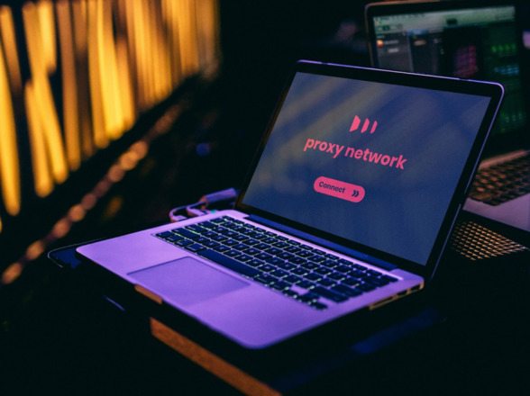 A proxy network page on a laptop