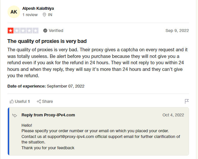 A Proxy-IPv4.com Trustpilot review