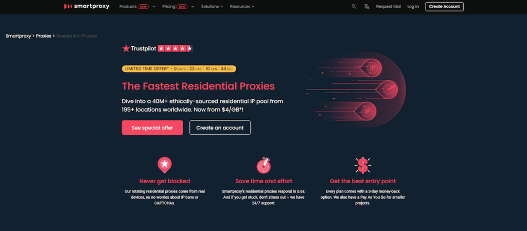 Residential proxies website section