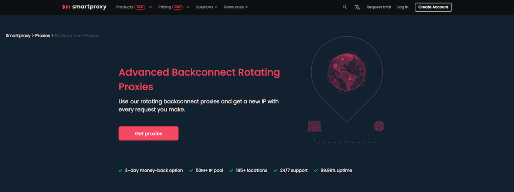 Backconnect proxies website section