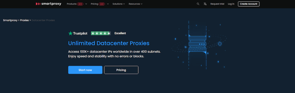 Datacenter proxies website section