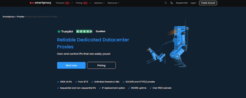 Dedicated datacenter website section