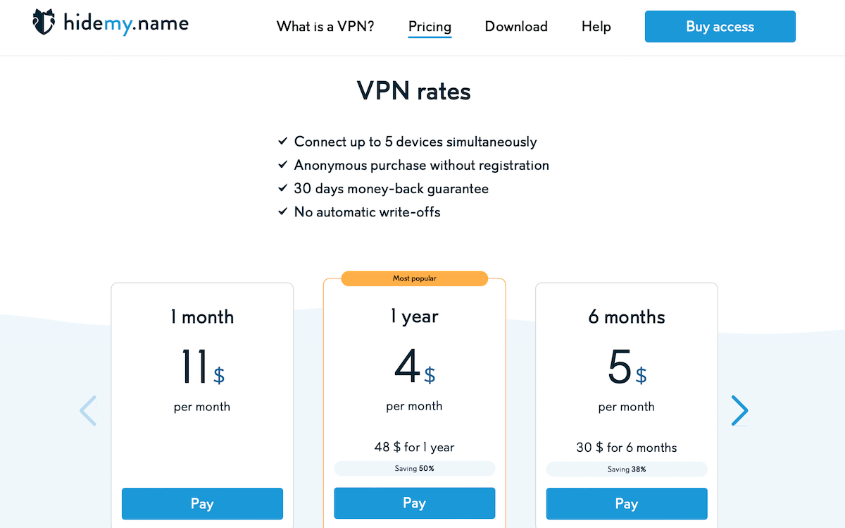 HideMy.Name Pricing