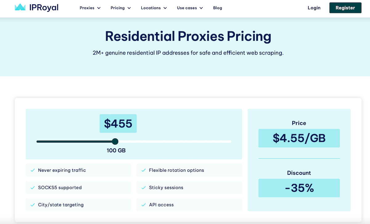 IPRoyal price and discounts you get for the order volume