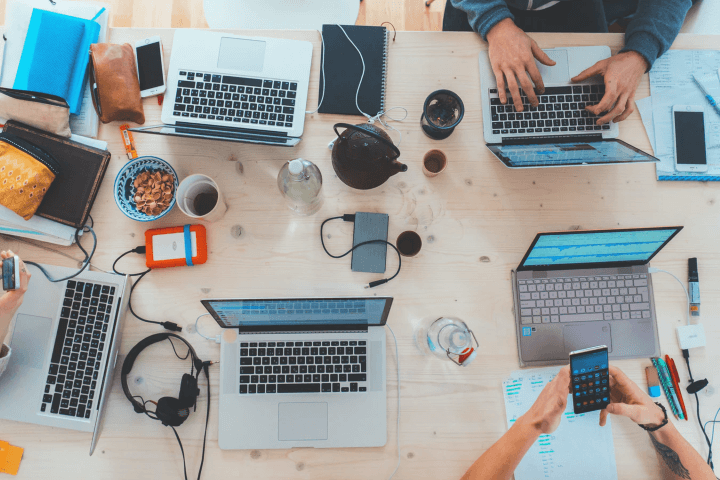 Several people using their devices