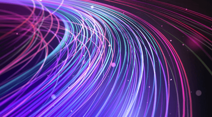 Glowing lines that represent data transfers