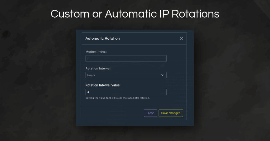 Custom or automatic IP rotations