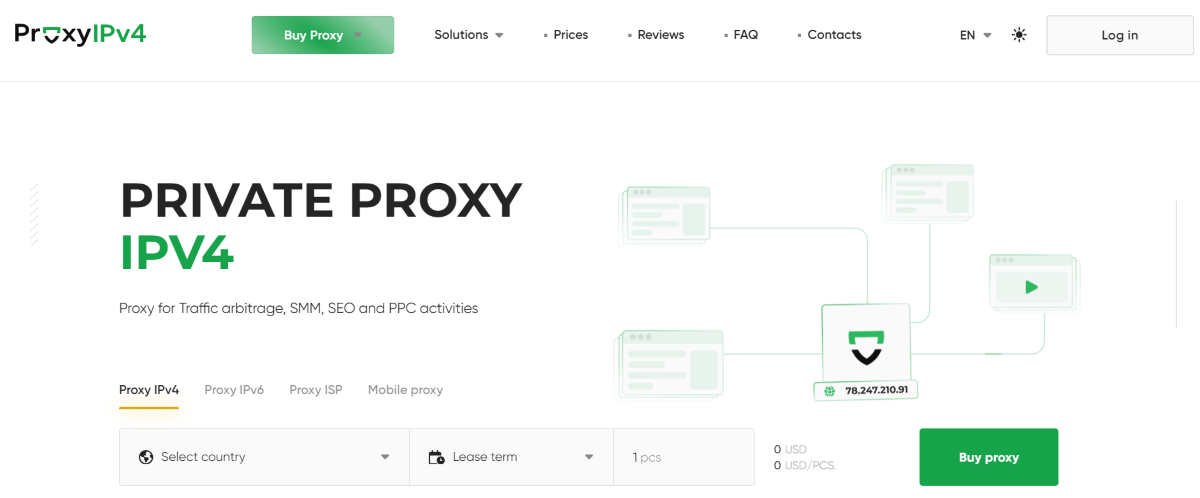 Домашняя страница Proxy-IPv4